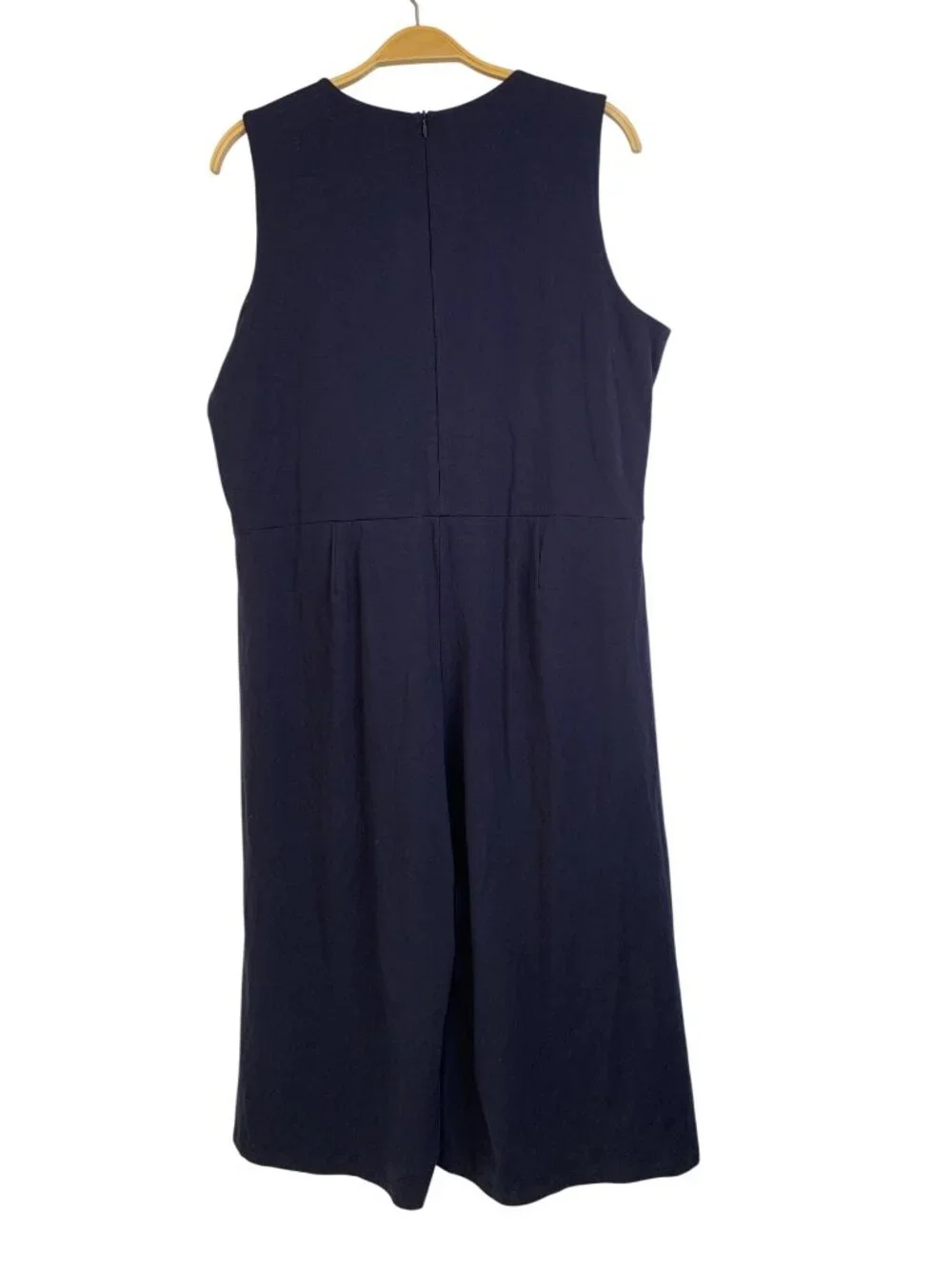 Eileen Fisher Cotton Stretch Jersey Wide Leg Jumpsuit Ink Navy Large NWT $298